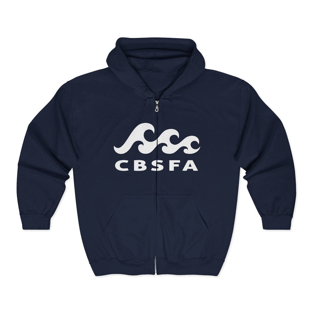 CBFSA front Blueprint back, Unisex Heavy Blend™ Full Zip Hooded Sweatshirt