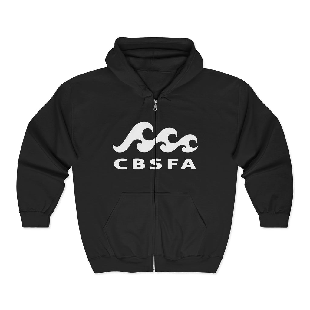CBFSA front Blueprint back, Unisex Heavy Blend™ Full Zip Hooded Sweatshirt