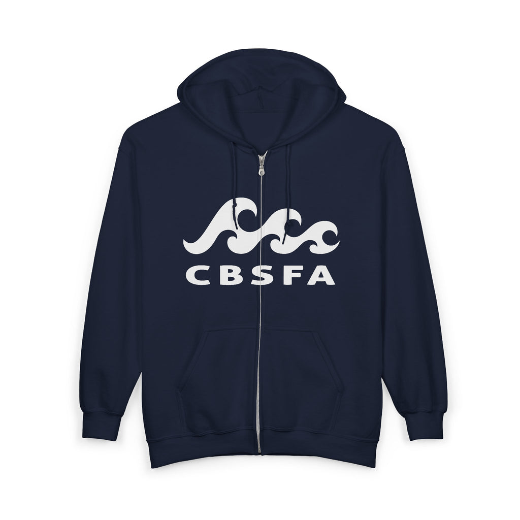 CBFSA front Blueprint back, Unisex Heavy Blend™ Full Zip Hooded Sweatshirt