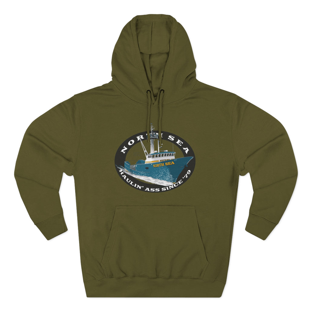 Haulin Ass Three-Panel Fleece Hoodie north sea