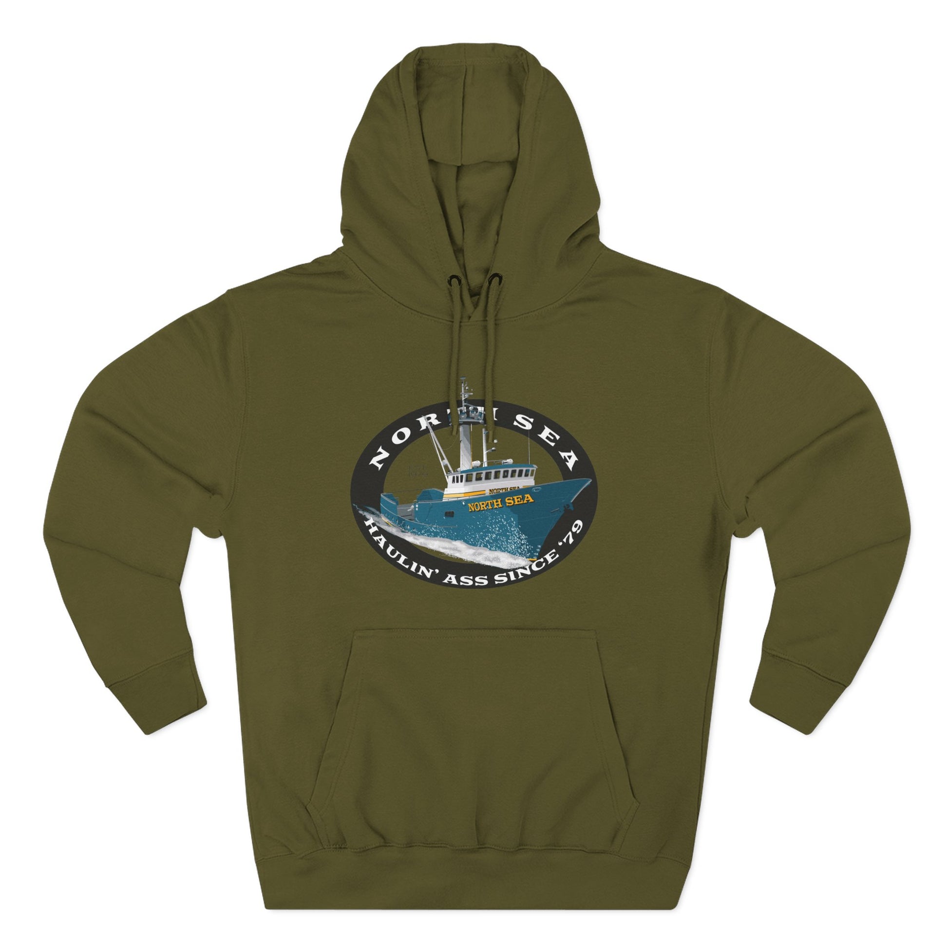 Haulin Ass Three-Panel Fleece Hoodie north sea