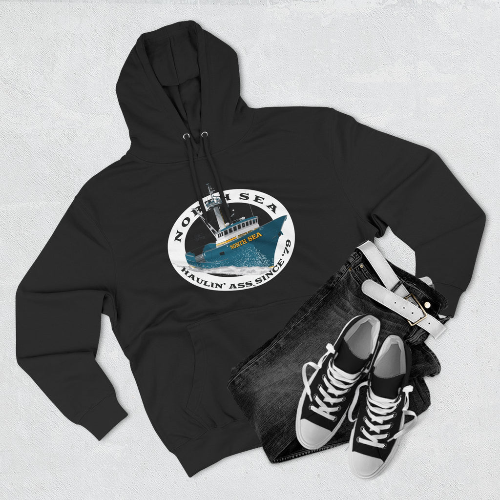 Haulin Ass Three-Panel Fleece Hoodie north sea