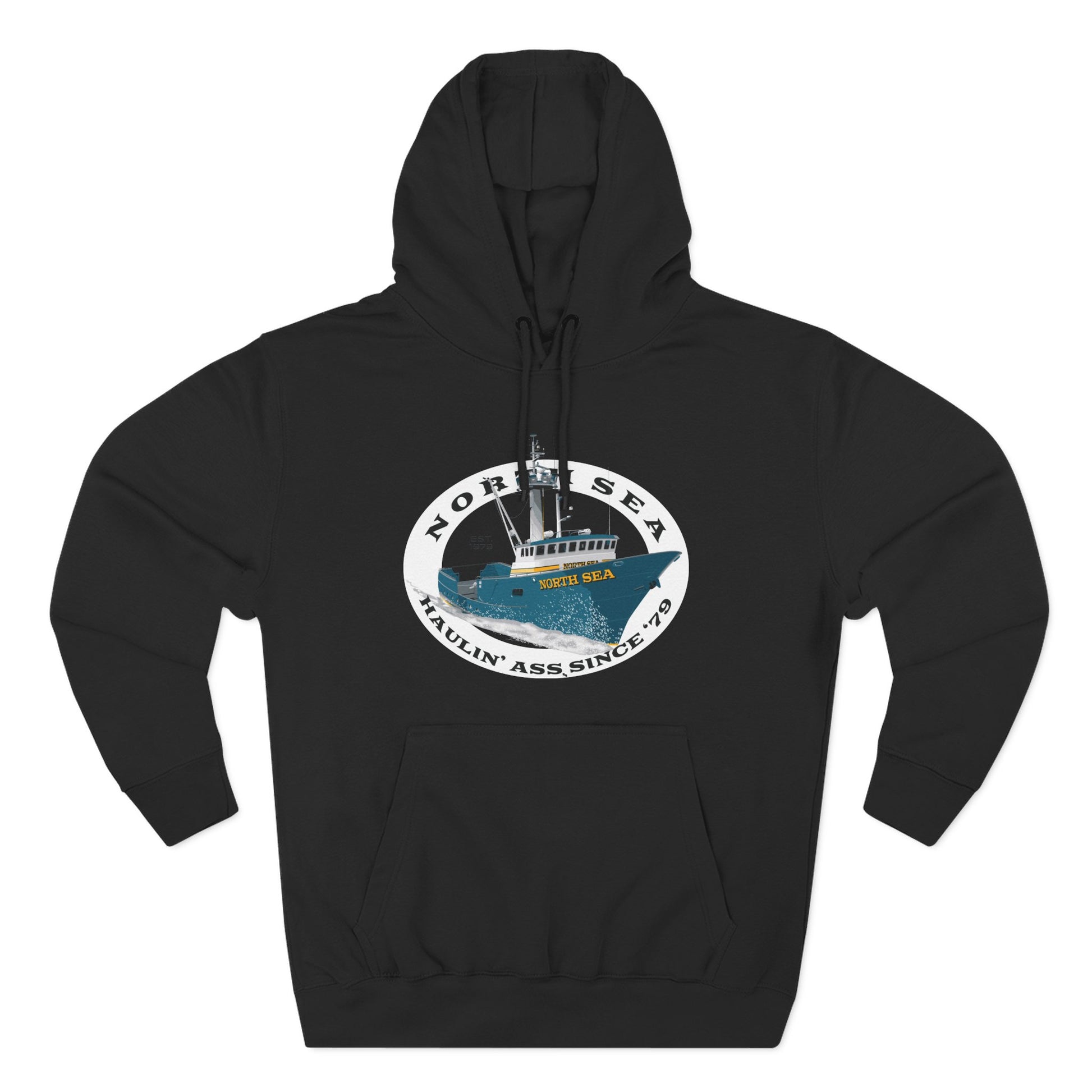 Haulin Ass Three-Panel Fleece Hoodie north sea