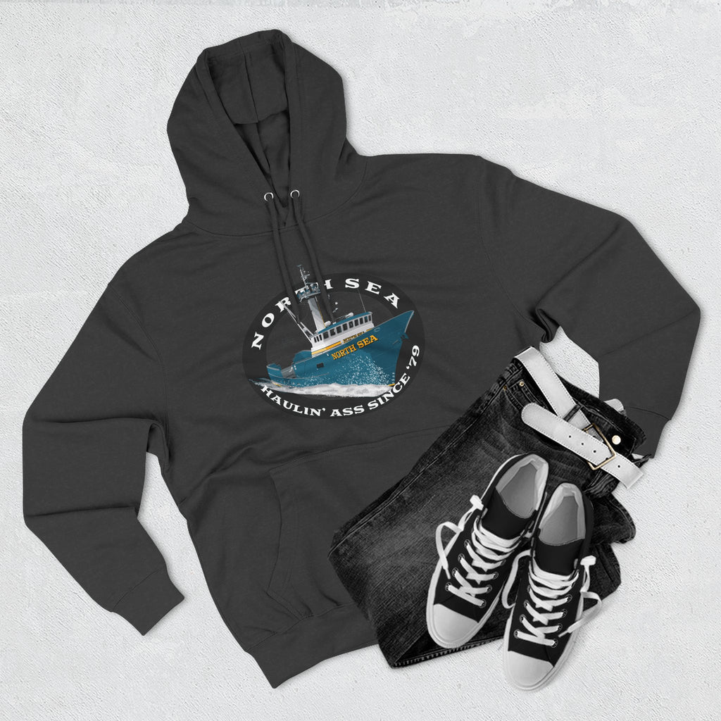 Haulin Ass Three-Panel Fleece Hoodie north sea
