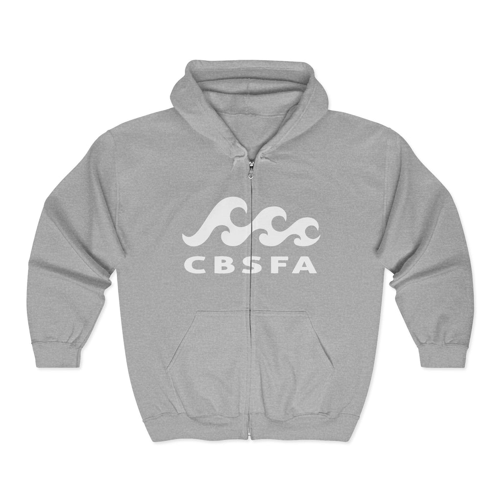 CBFSA front Blueprint back, Unisex Heavy Blend™ Full Zip Hooded Sweatshirt