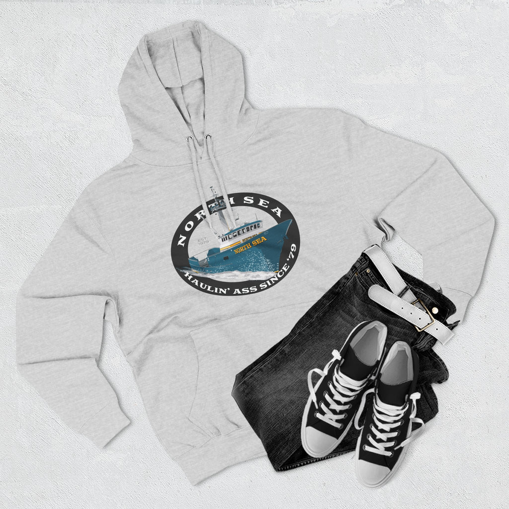 Haulin Ass Three-Panel Fleece Hoodie north sea