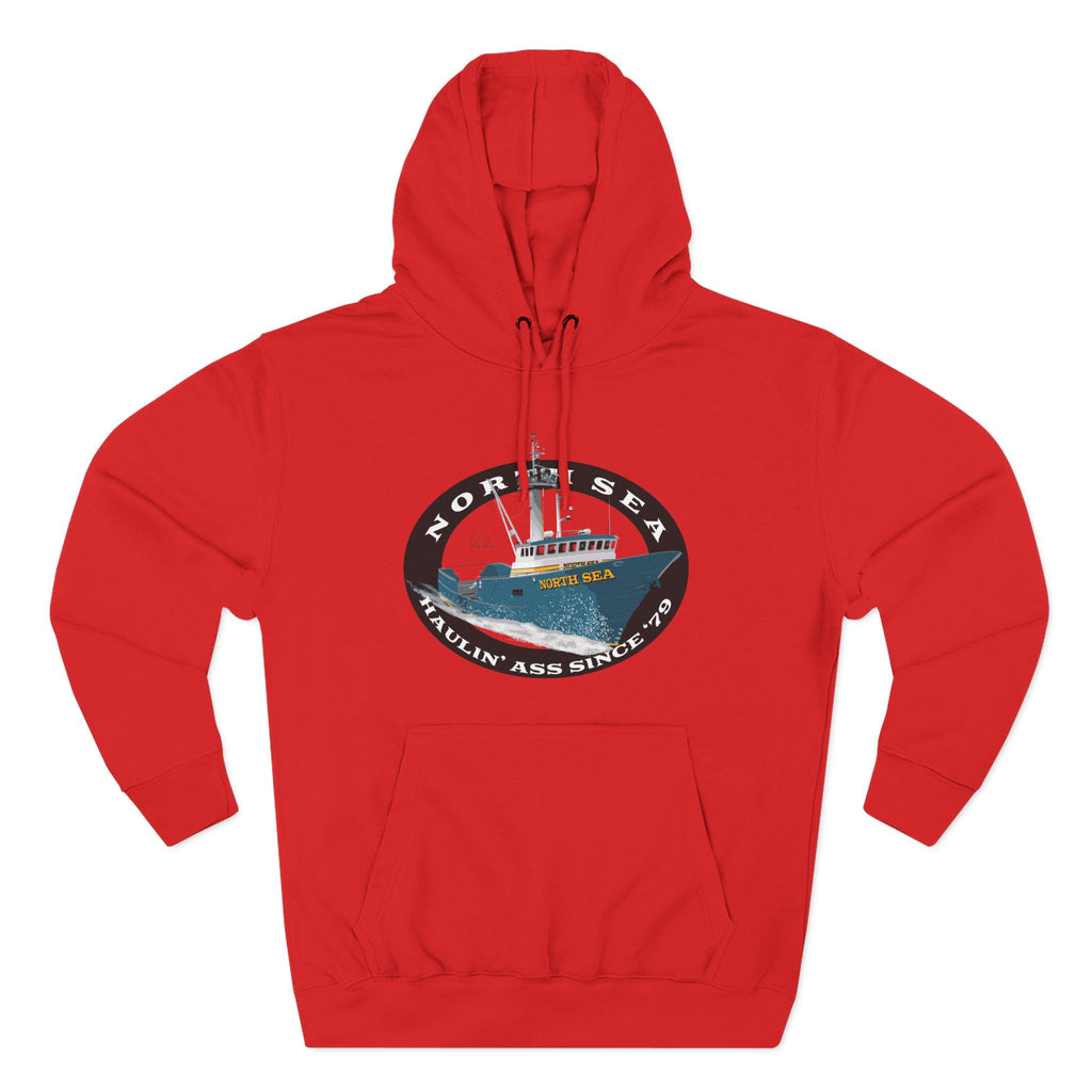 Haulin Ass Three-Panel Fleece Hoodie north sea